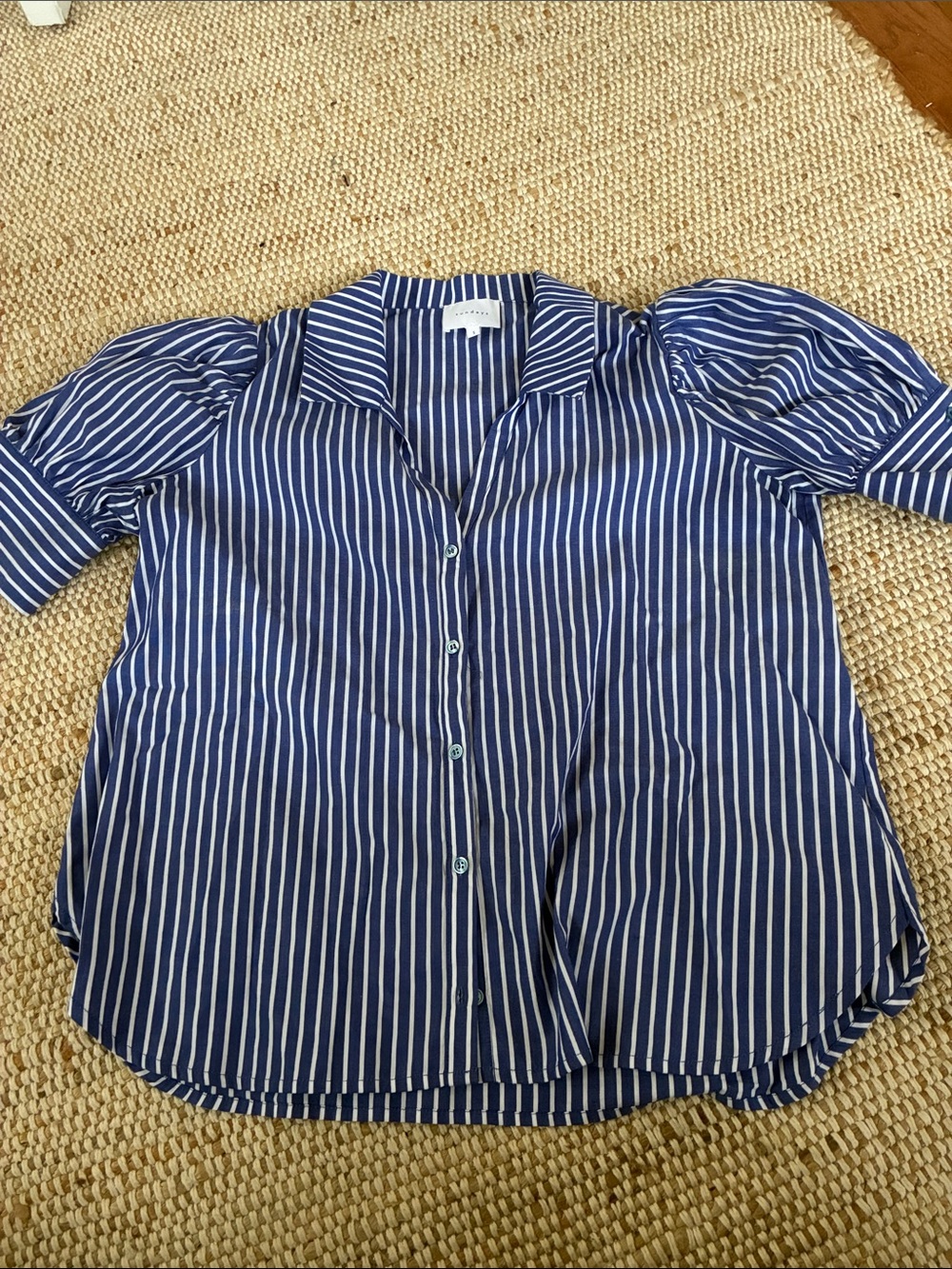 Sundays 100% Cotton Blue and White Striped Blouse
